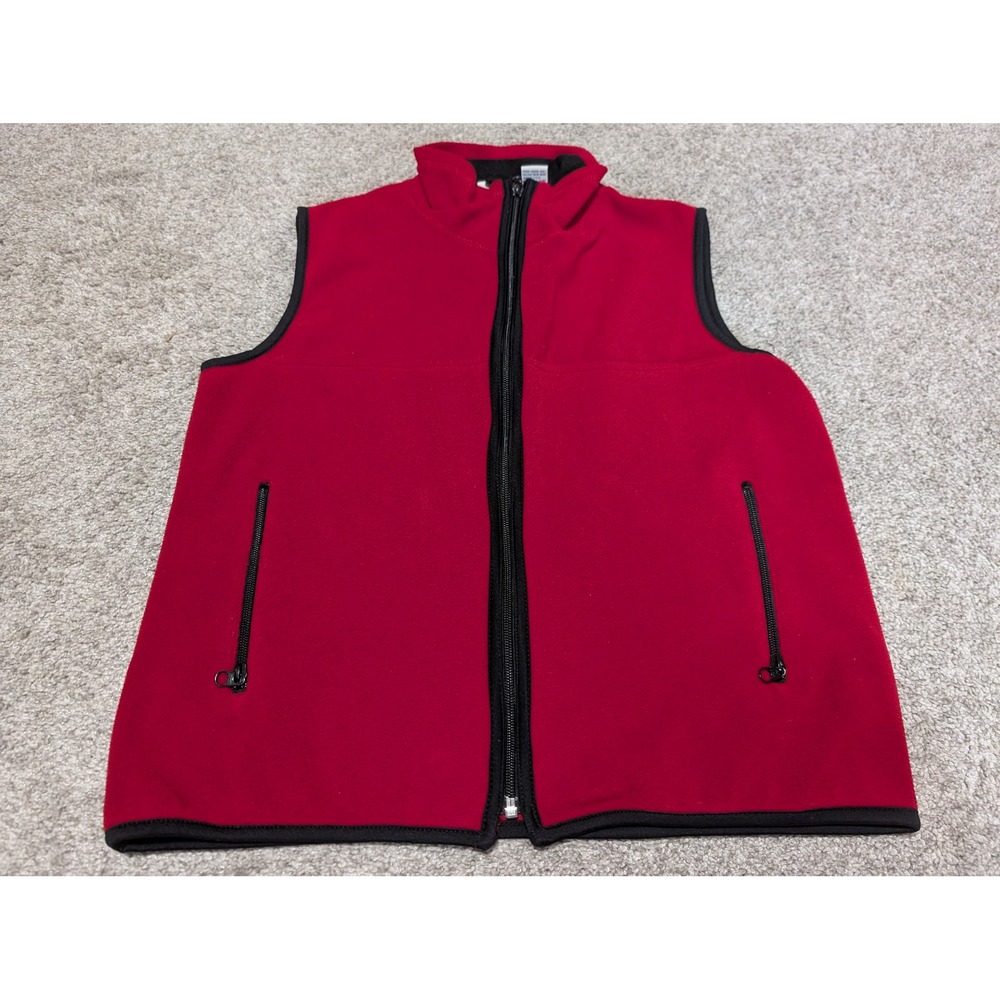 Field Gear Fleece‎ Vest Mens S Red Full Zip Mock Neck Pockets Outdoor Gorpcore